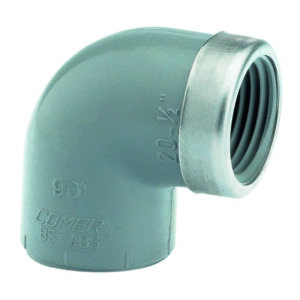 ABS Elbow 90 Plain/BSP Female Threaded with Stainless Steel Reinforcing Ring