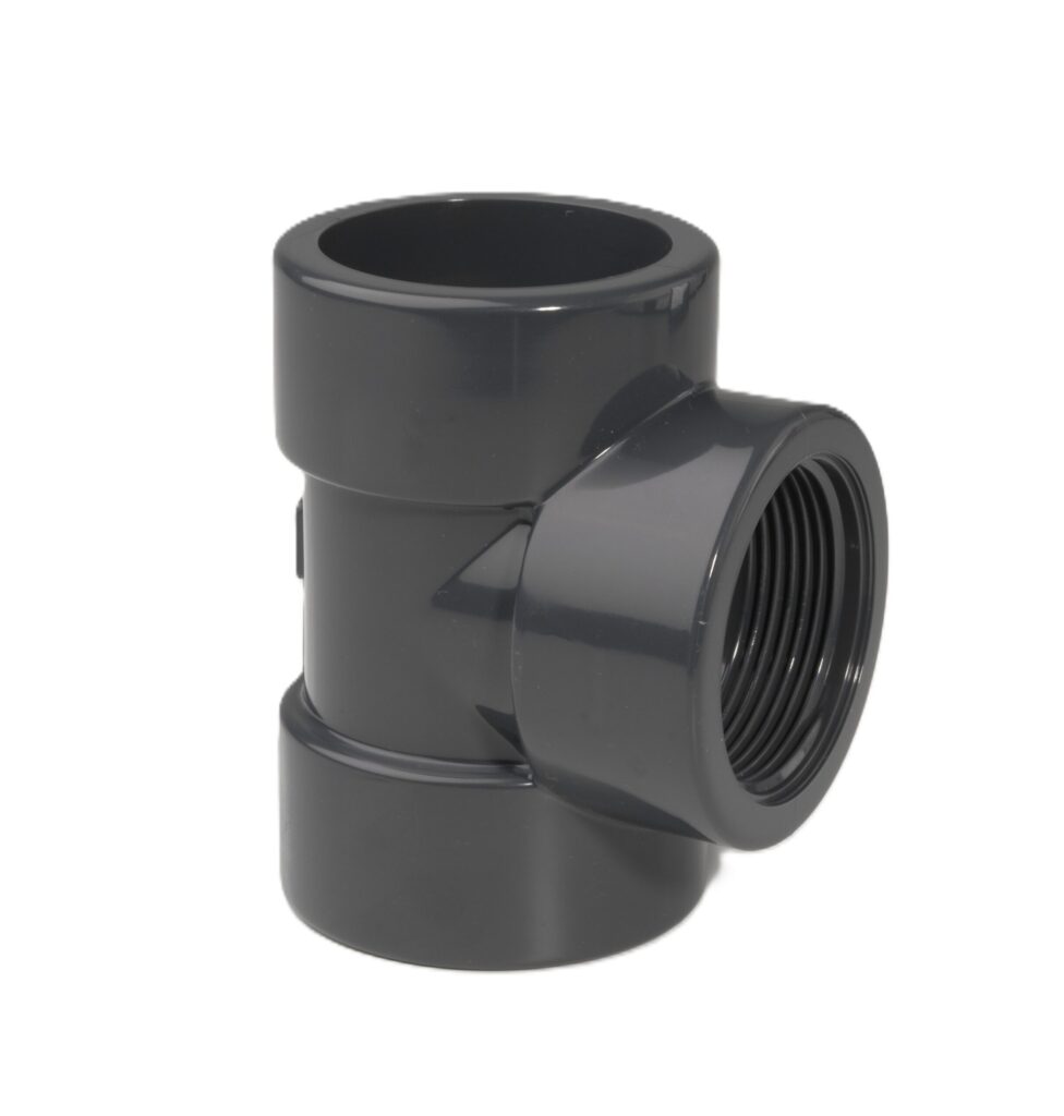 Pvc Bsp Thread PVC Tee 90 Plain x BSP Female Threaded | B M Plastic Suppliers