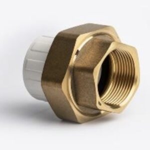 White Pool & Spa Fitting Plain to Brass BSP Adaptor Composite Union - Female to Female